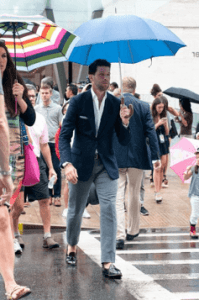 Rain or shine-the tightly woven fabric stays crisp as ever