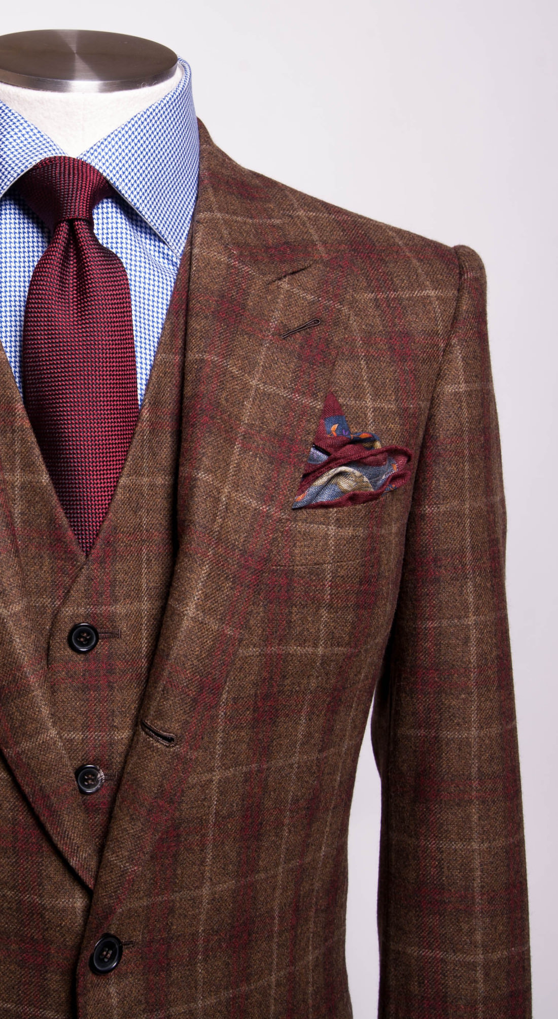 custom brown check suit 2