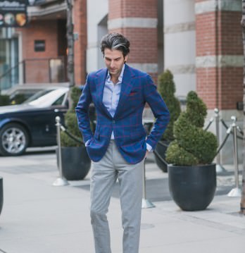 Garrison bespoke grey trousers and statement jacket