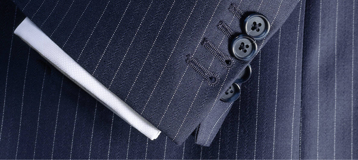 close up of suit sleeve and cuff